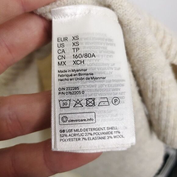 HM Sweater Womens XS Oversized Cowl Neck Neutral Minimalist Capsule Cream - Picture 6 of 8